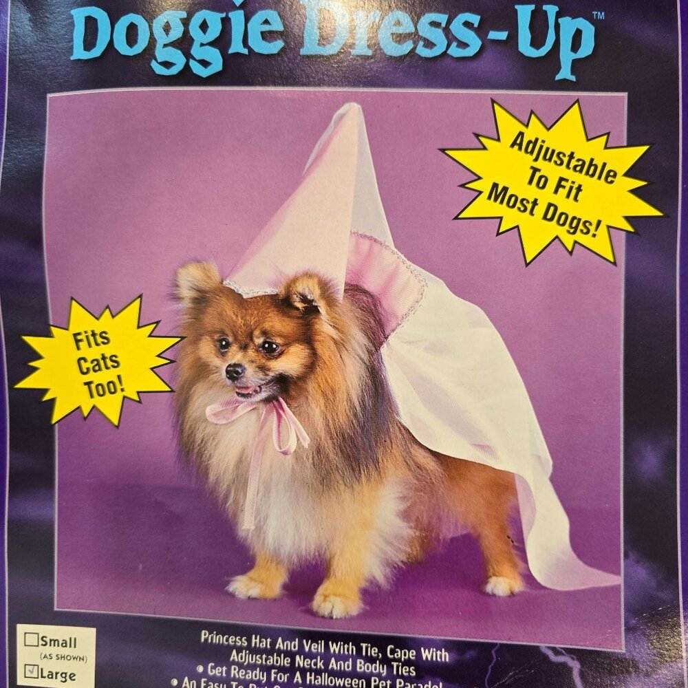 Dog cat pet Halloween Princess Dress-Up  Fits Cats Too  Adjustable  Size Large
